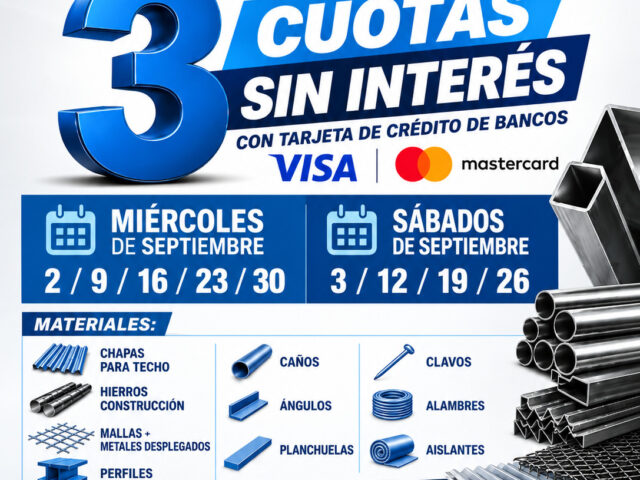 3 cuotas sin interes en Herramat durante septiembre 2026