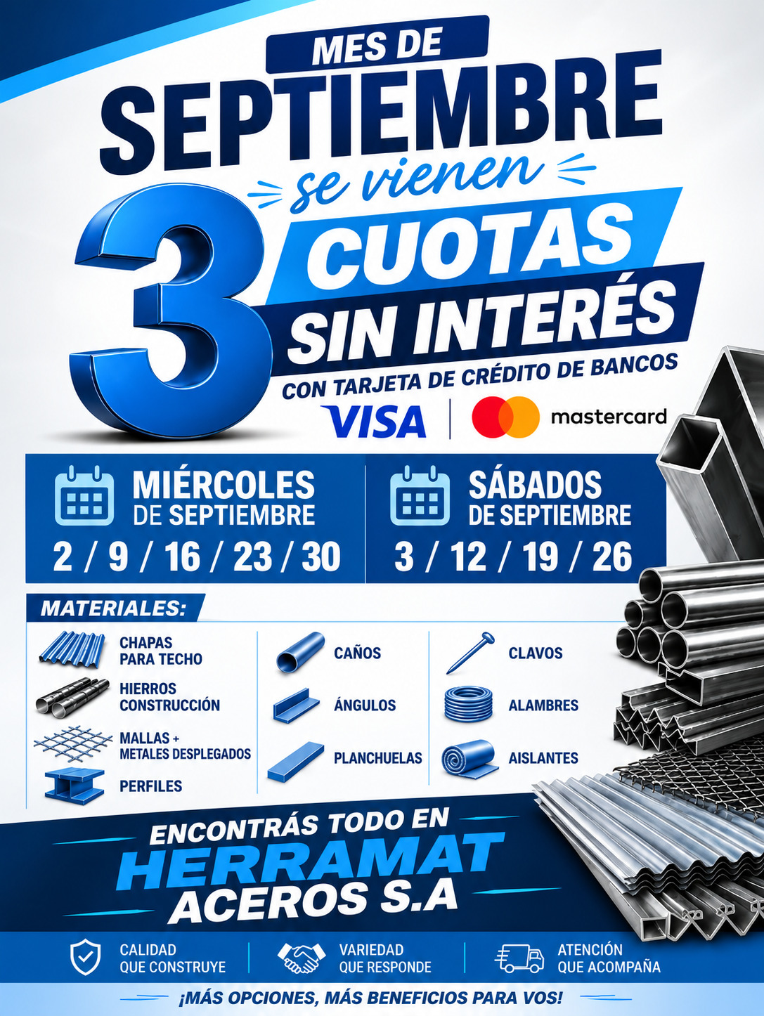 3 cuotas sin interes en Herramat durante septiembre 2026